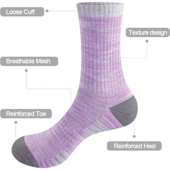 Women's Moisture Wicking Breathable Cotton Cushioned Crew Socks  Athletic - Picture 3 of 8